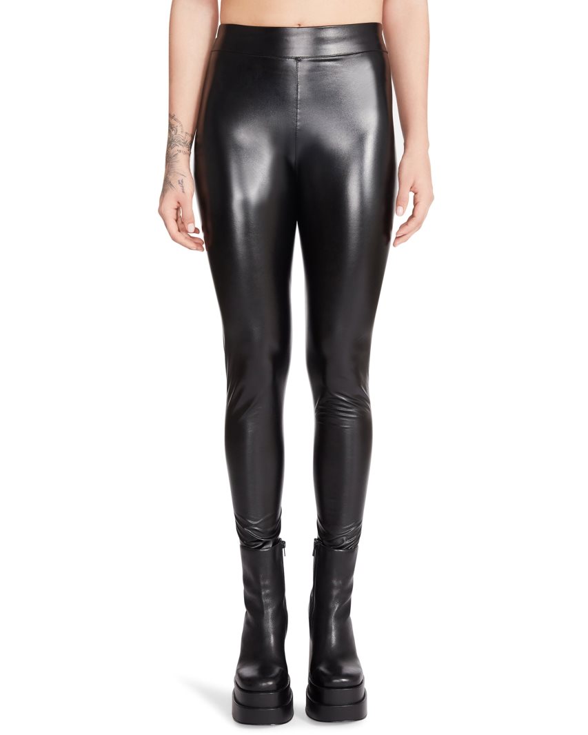 Black Steve Madden Faux Leather Women's Pants | PH 7385UAZ